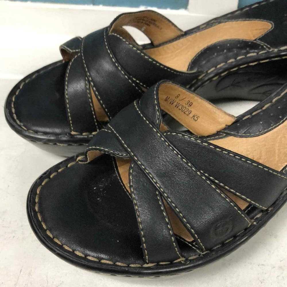 Vintage Boc Schwarz Riemchen Keilabsatz Sandalen … - image 2