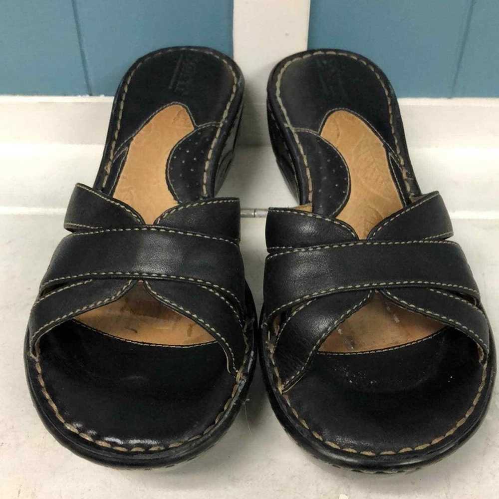 Vintage Boc Schwarz Riemchen Keilabsatz Sandalen … - image 4