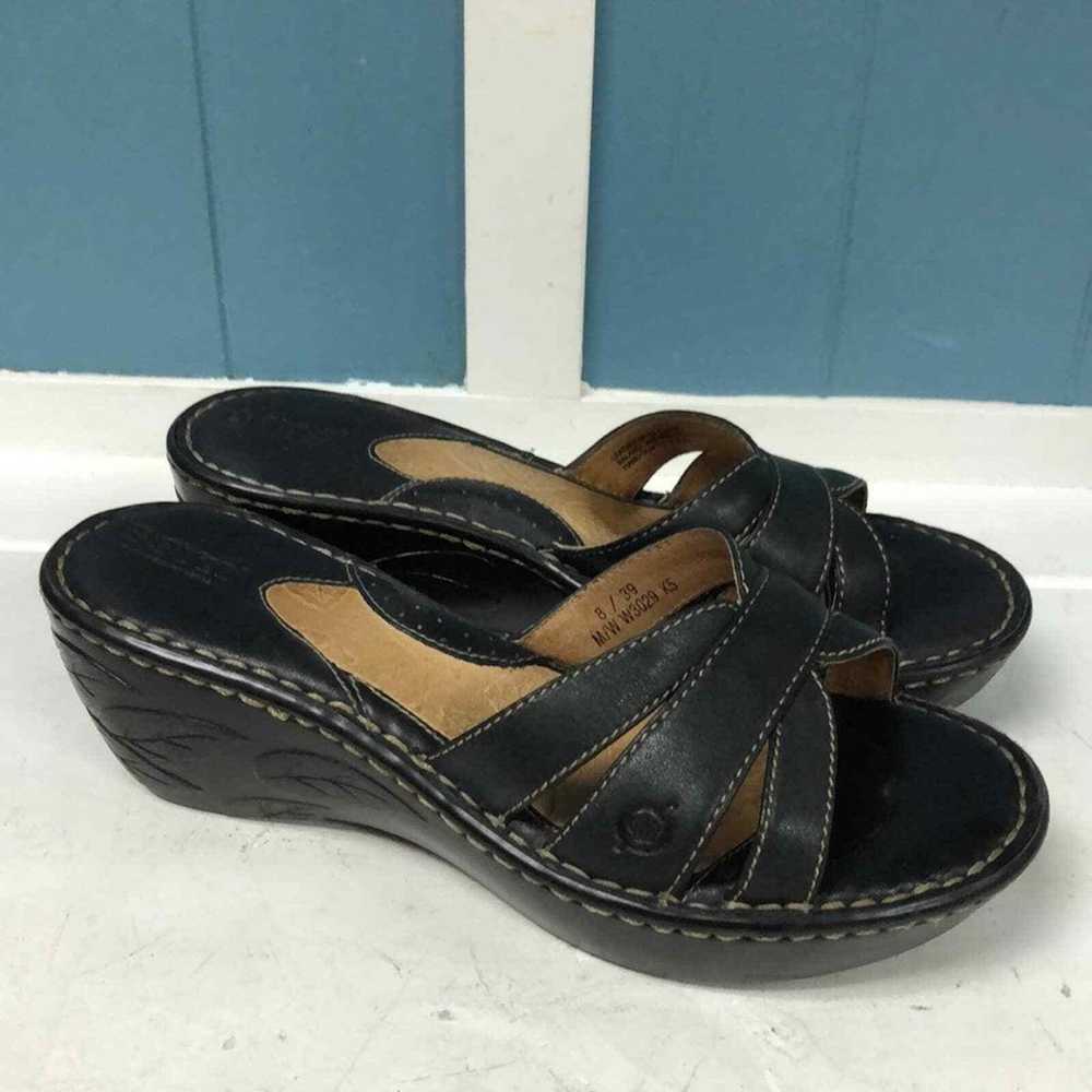 Vintage Boc Schwarz Riemchen Keilabsatz Sandalen … - image 5