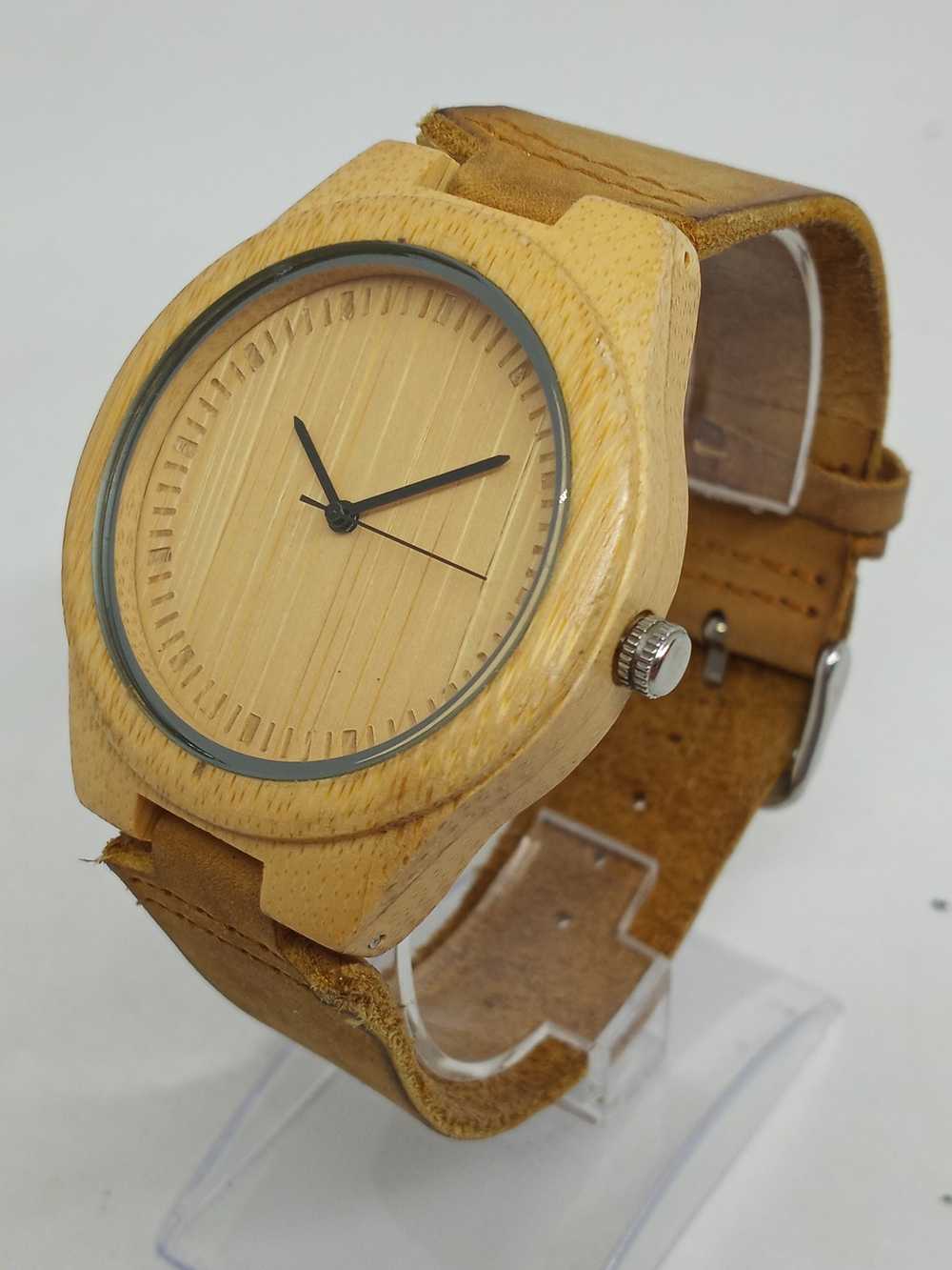 Watch Cucol Men's 45mm Suede Leather Band Wood Wa… - image 1