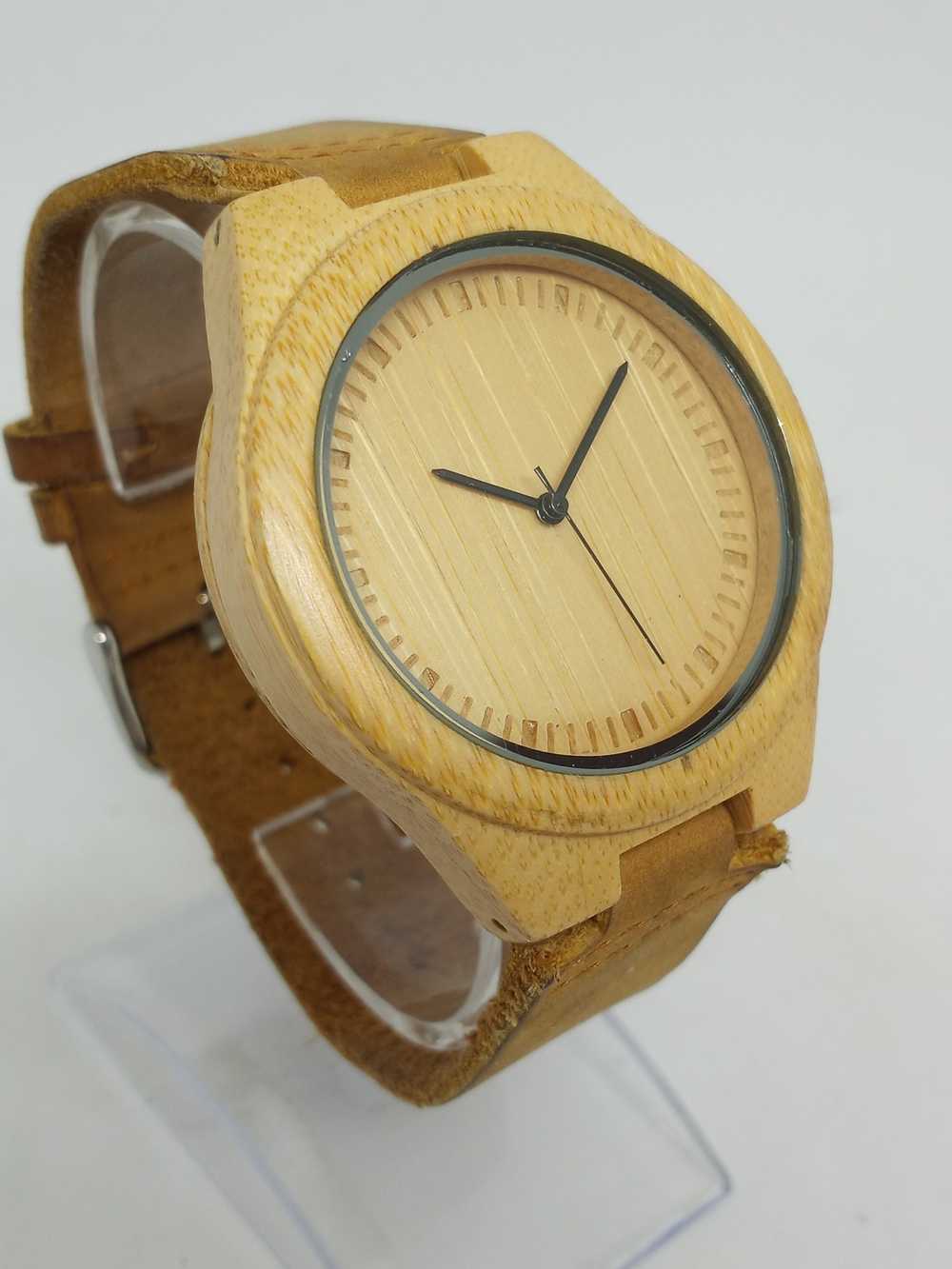 Watch Cucol Men's 45mm Suede Leather Band Wood Wa… - image 3