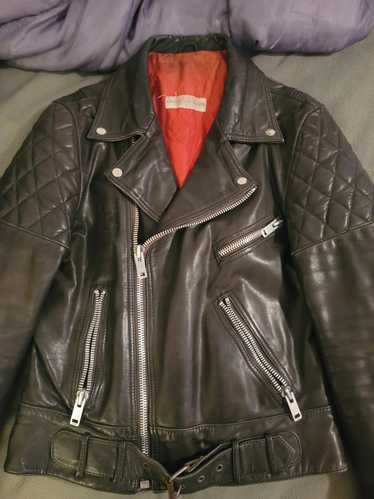 Vintage vintage black leather motorcycle jacket h… - image 1