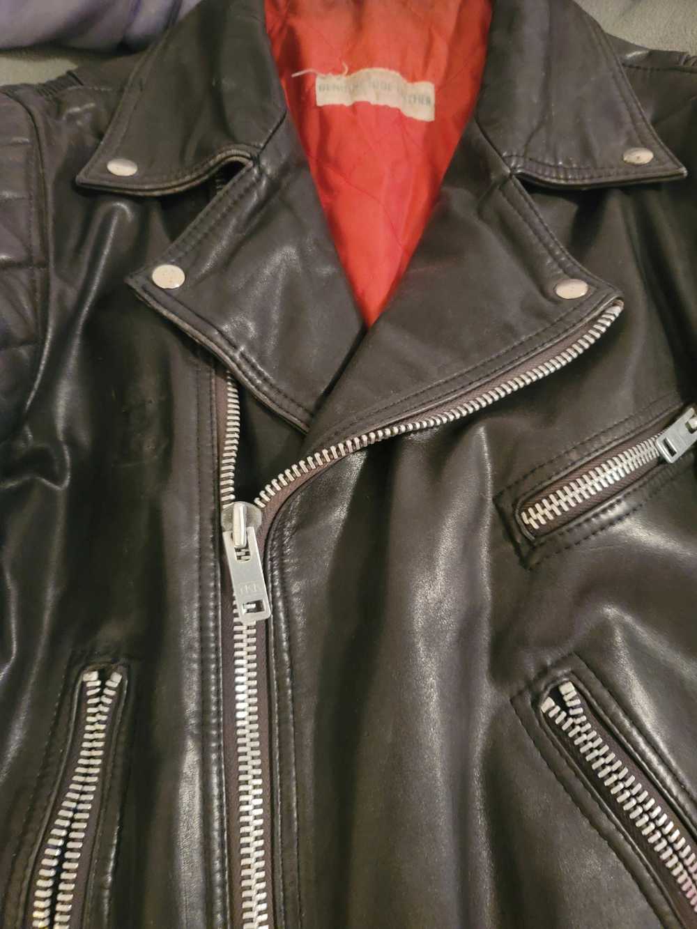Vintage vintage black leather motorcycle jacket h… - image 2