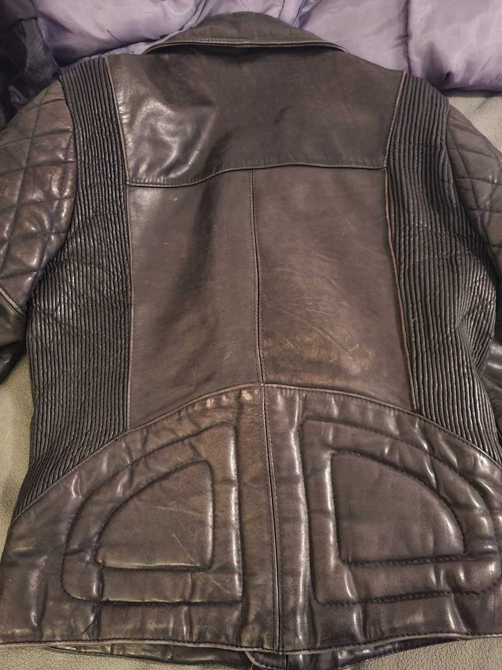 Vintage vintage black leather motorcycle jacket h… - image 3