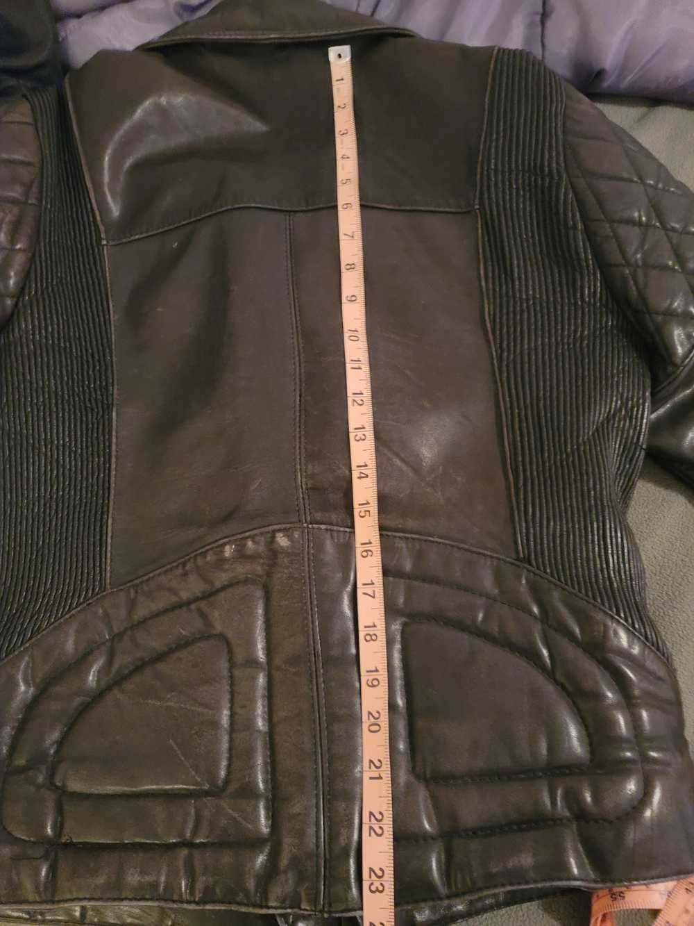 Vintage vintage black leather motorcycle jacket h… - image 9
