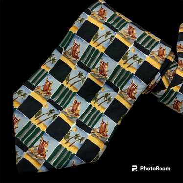 Unkwn Dunhill TROPICAL ISLAND Necktie Sunset BEACH