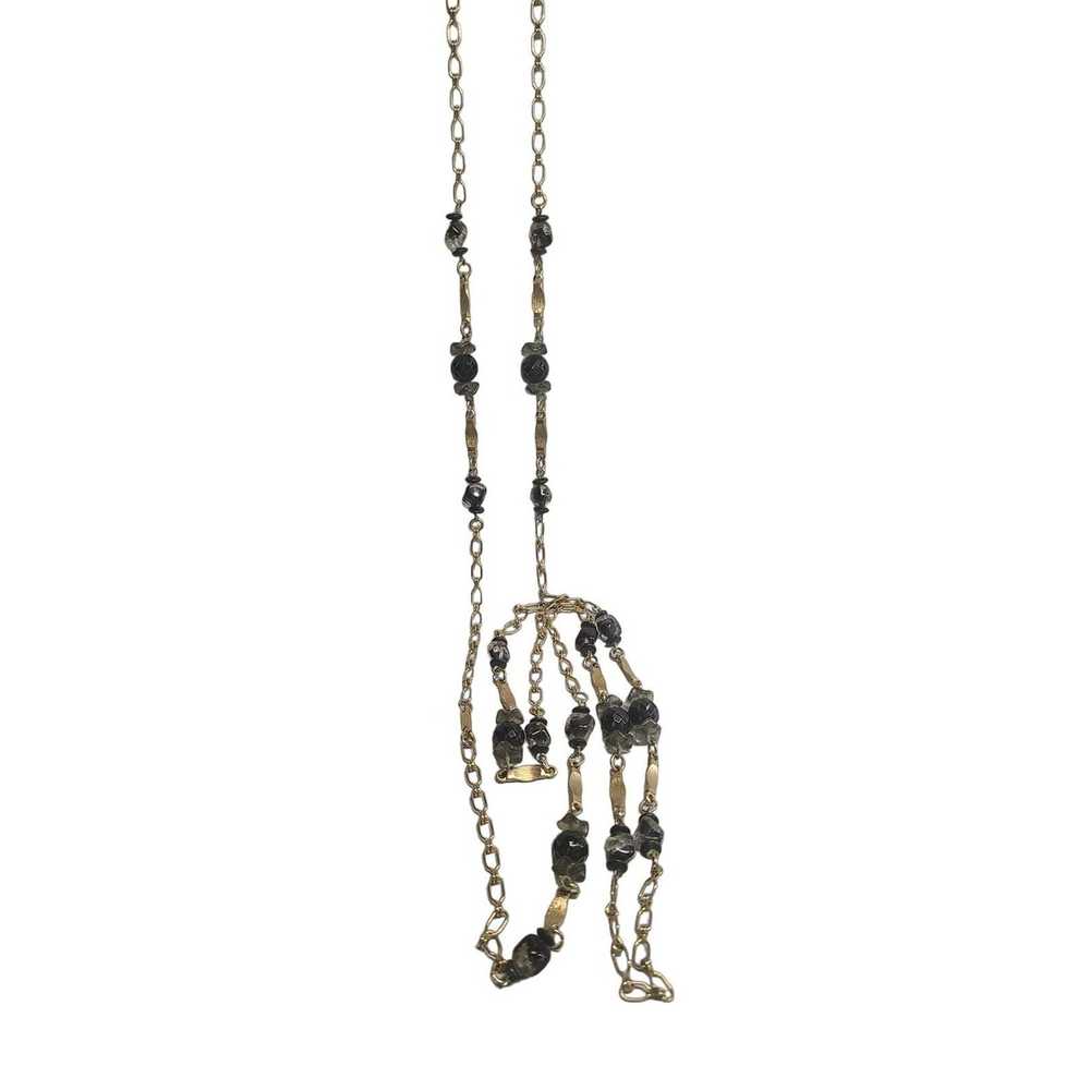 Vintage Hobe, Necklace, Black glass, Chain, Glass… - image 2