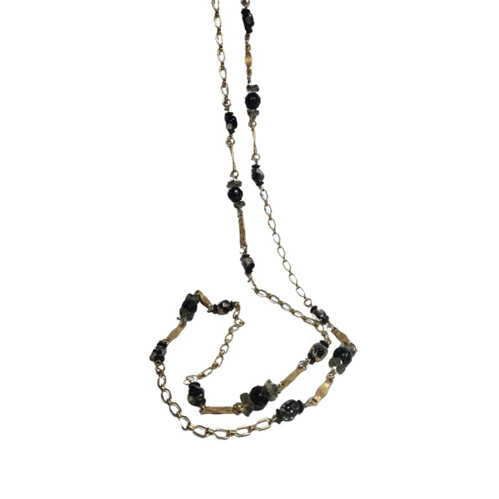 Vintage Hobe, Necklace, Black glass, Chain, Glass… - image 3