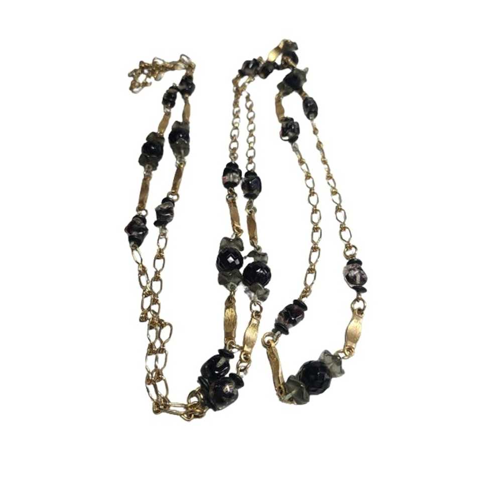 Vintage Hobe, Necklace, Black glass, Chain, Glass… - image 4