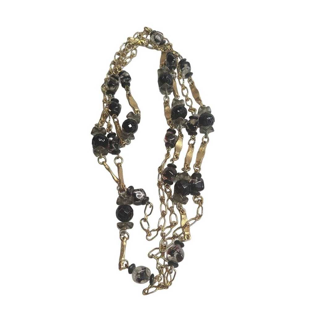 Vintage Hobe, Necklace, Black glass, Chain, Glass… - image 5