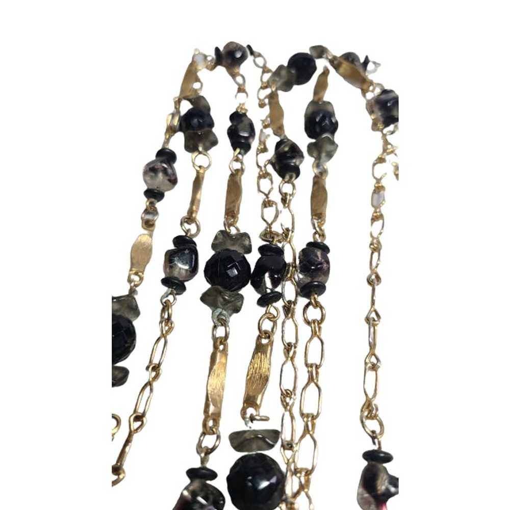 Vintage Hobe, Necklace, Black glass, Chain, Glass… - image 6