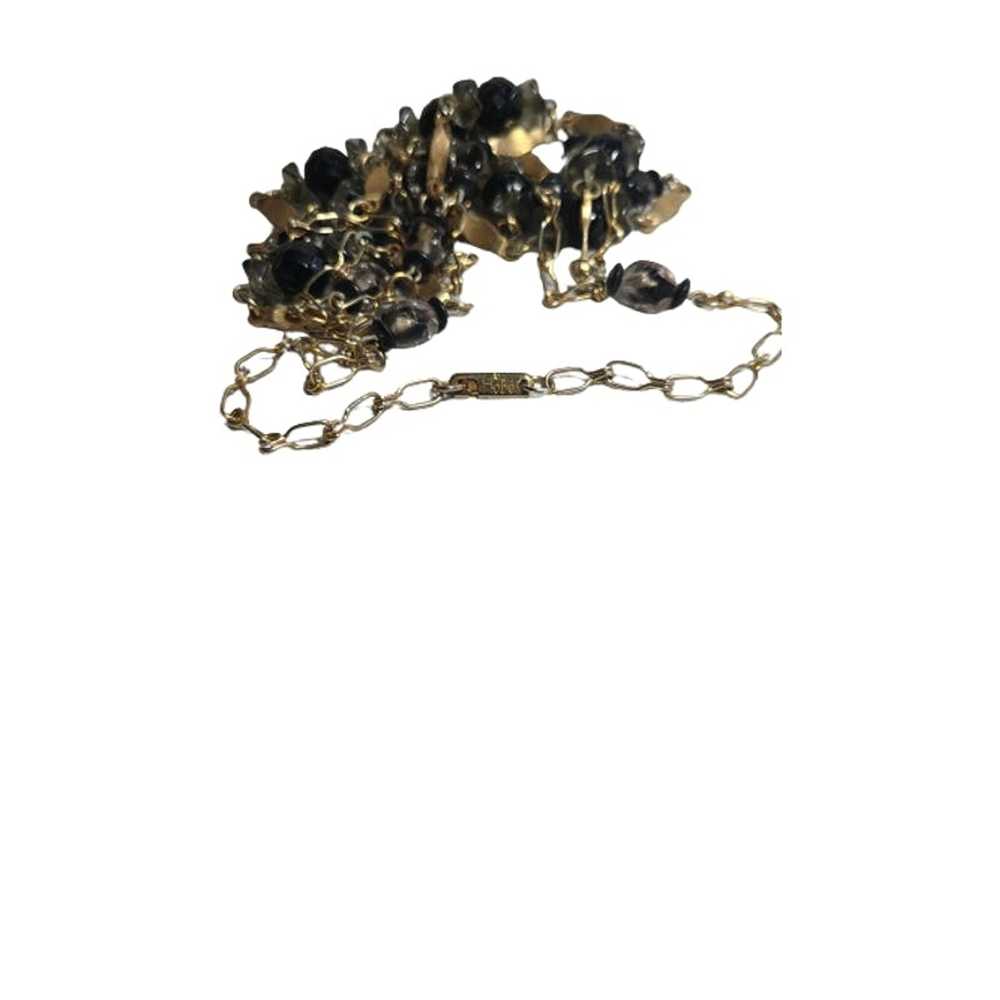Vintage Hobe, Necklace, Black glass, Chain, Glass… - image 7