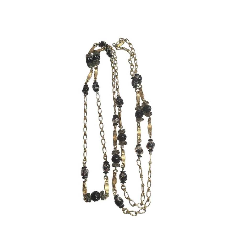 Vintage Hobe, Necklace, Black glass, Chain, Glass… - image 8