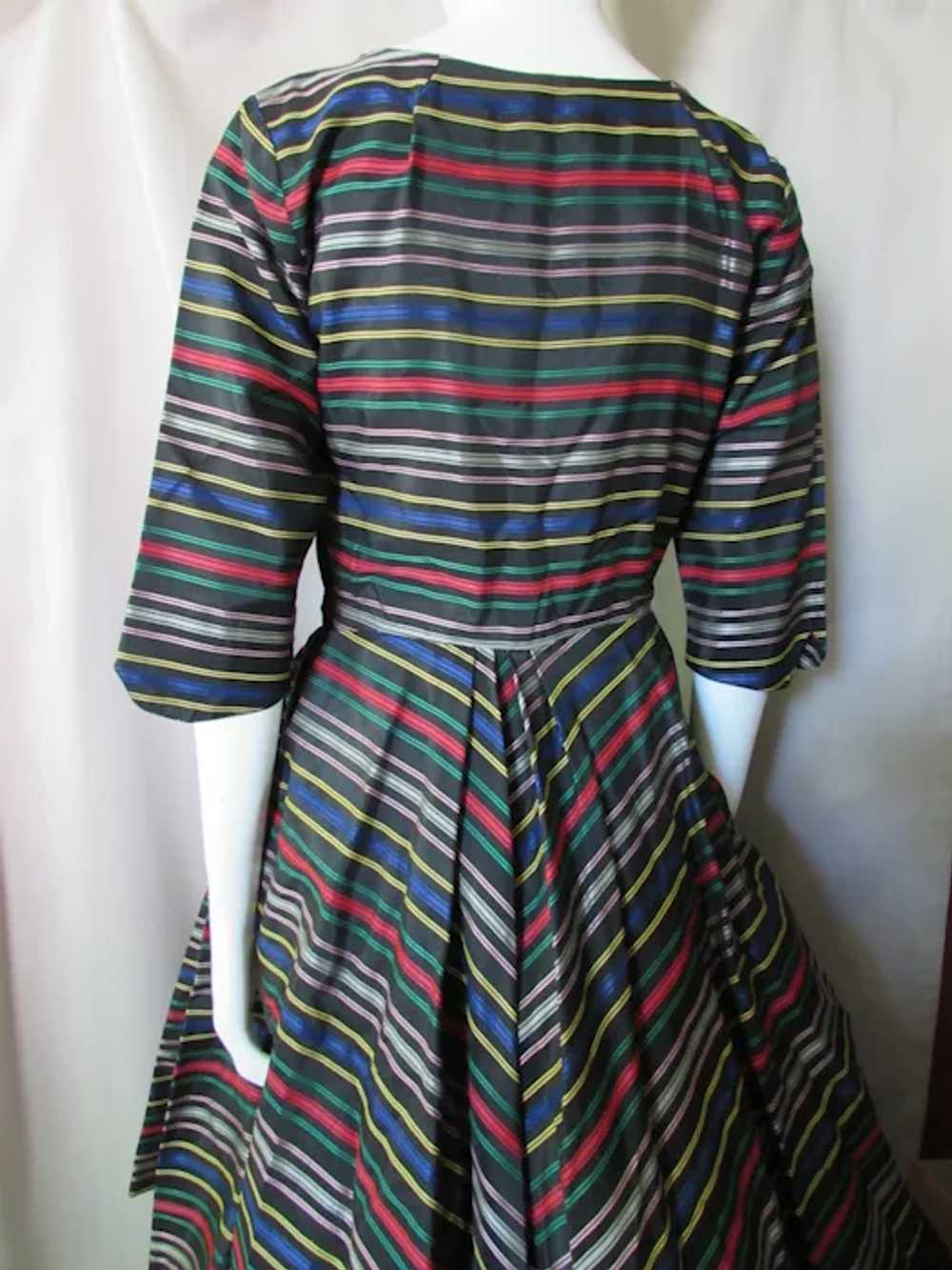 SALE 1950 Era Striped Taffeta Cocktail Dress Spec… - image 7