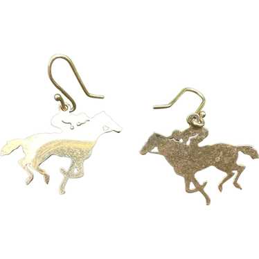 14K Yellow Gold Horse Earrings