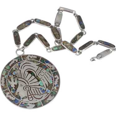 Anton Mexican Deco silver azur-malachite Mozaico … - image 1