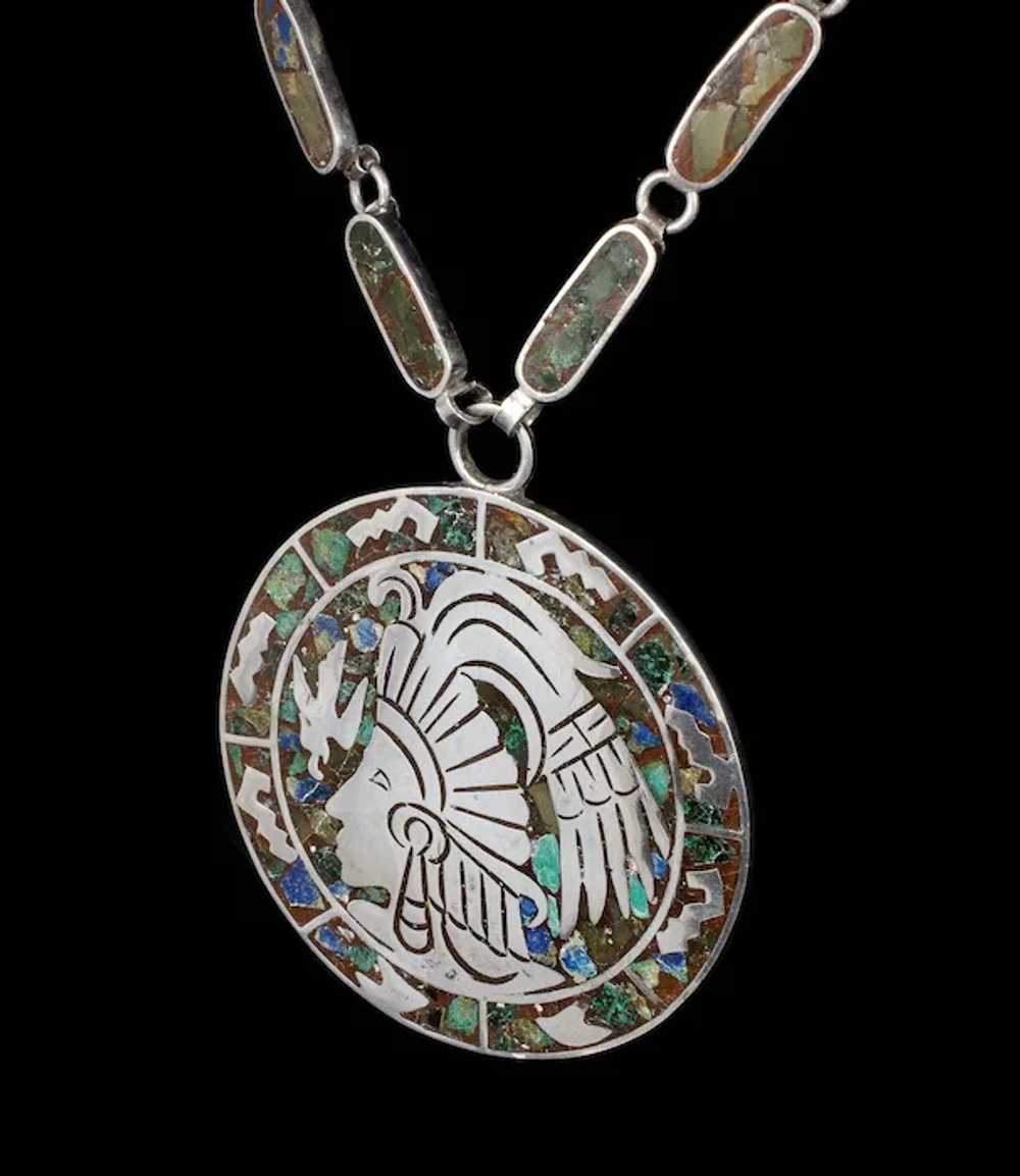 Anton Mexican Deco silver azur-malachite Mozaico … - image 2