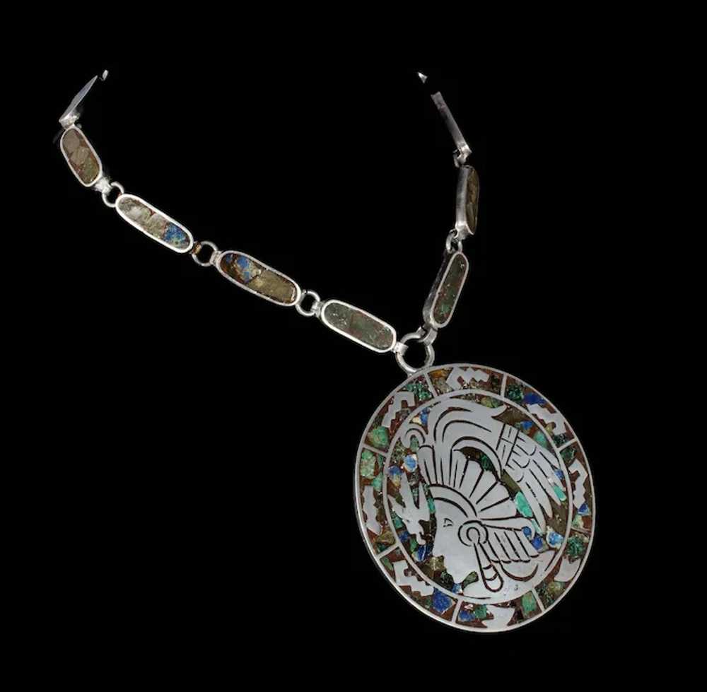 Anton Mexican Deco silver azur-malachite Mozaico … - image 3