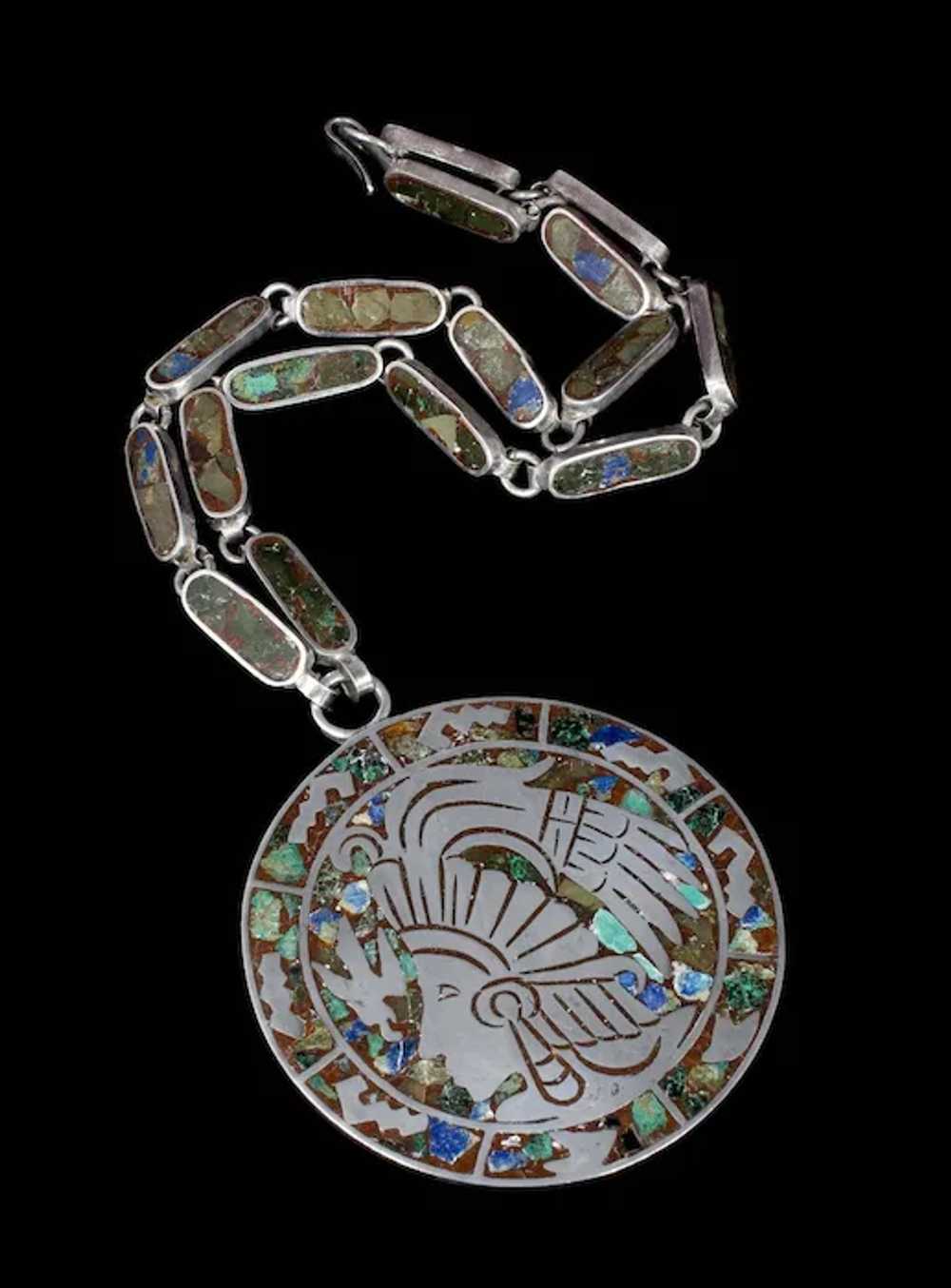 Anton Mexican Deco silver azur-malachite Mozaico … - image 6