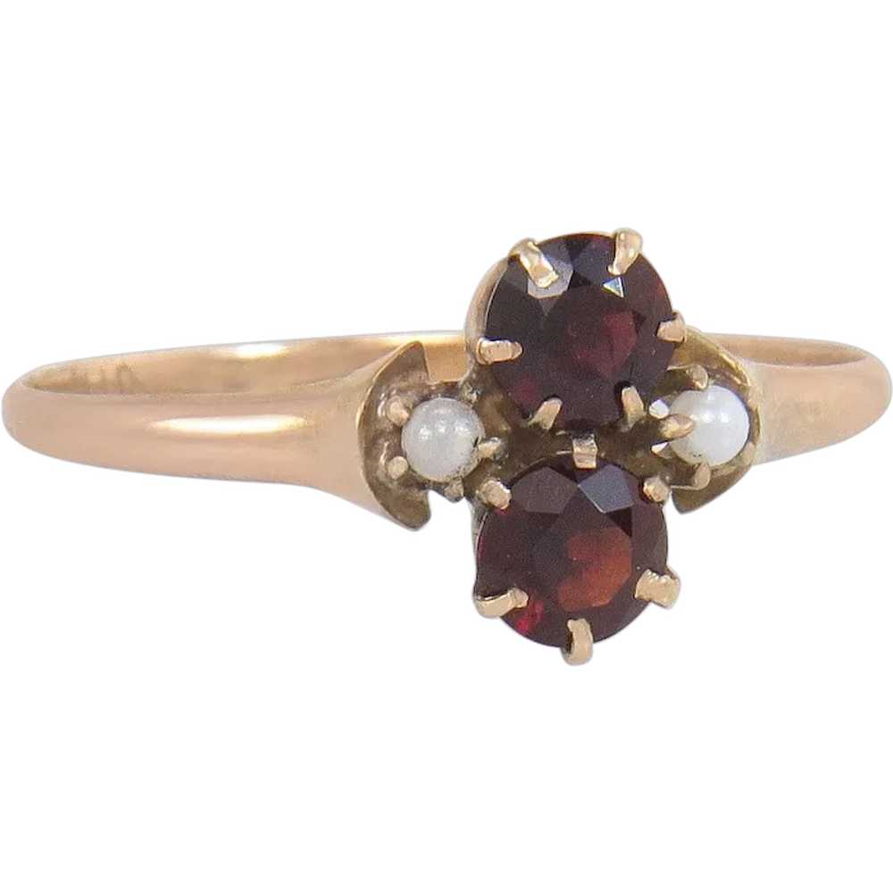 Antique 10K Yellow Gold .50ct Simulated Garnet & … - image 1