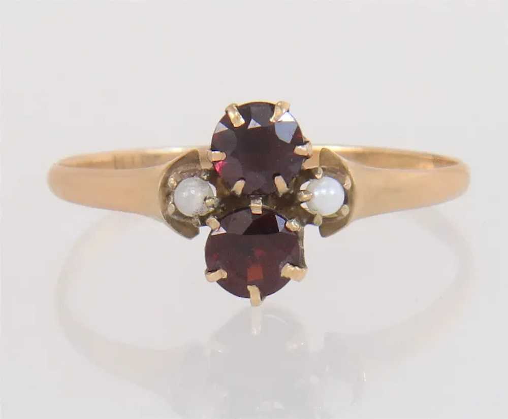 Antique 10K Yellow Gold .50ct Simulated Garnet & … - image 2