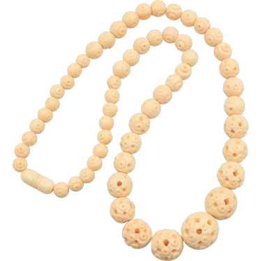 Necklace Art Deco Celluloid Carved Graduated Bead - image 1