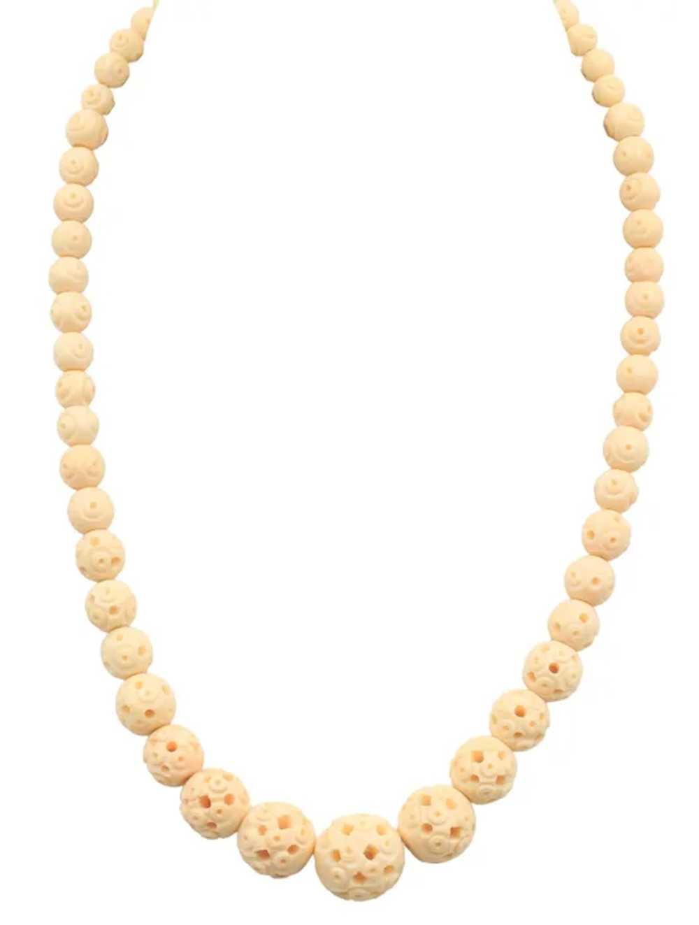 Necklace Art Deco Celluloid Carved Graduated Bead - image 3