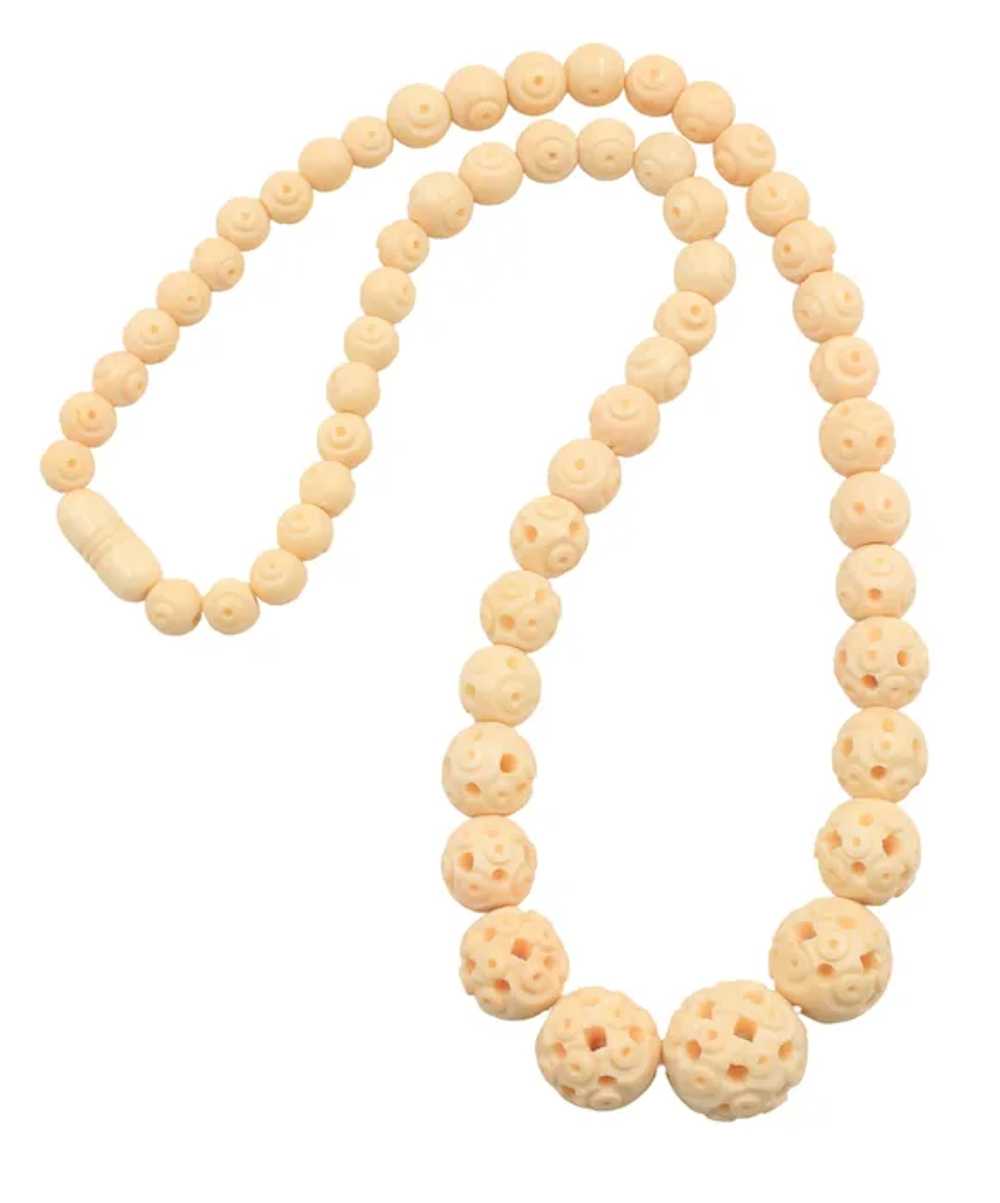 Necklace Art Deco Celluloid Carved Graduated Bead - image 4