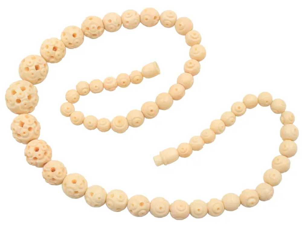 Necklace Art Deco Celluloid Carved Graduated Bead - image 5