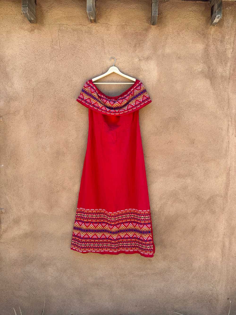 1970's Red Mexican Dress, Cotton - image 1