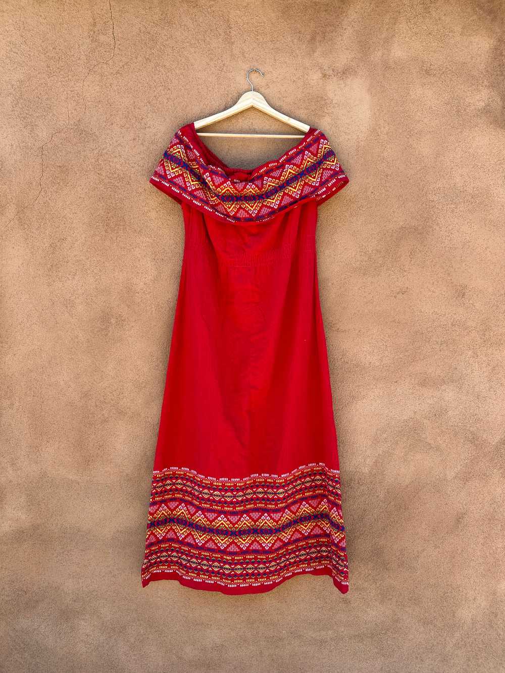 1970's Red Mexican Dress, Cotton - image 2