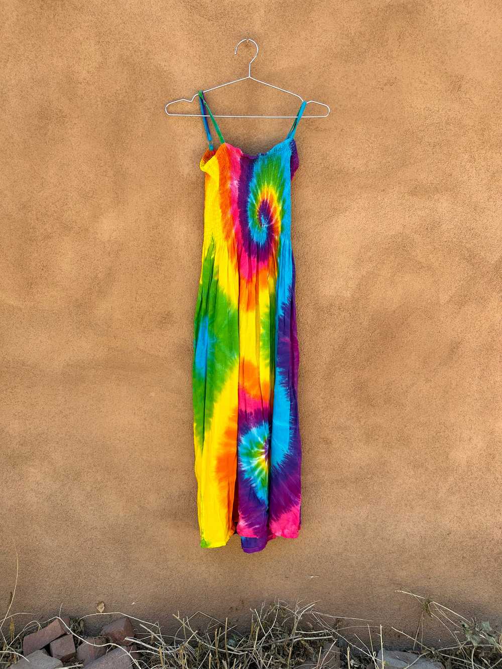 Strappy Rayon Tie Dye Summer Dress - image 1