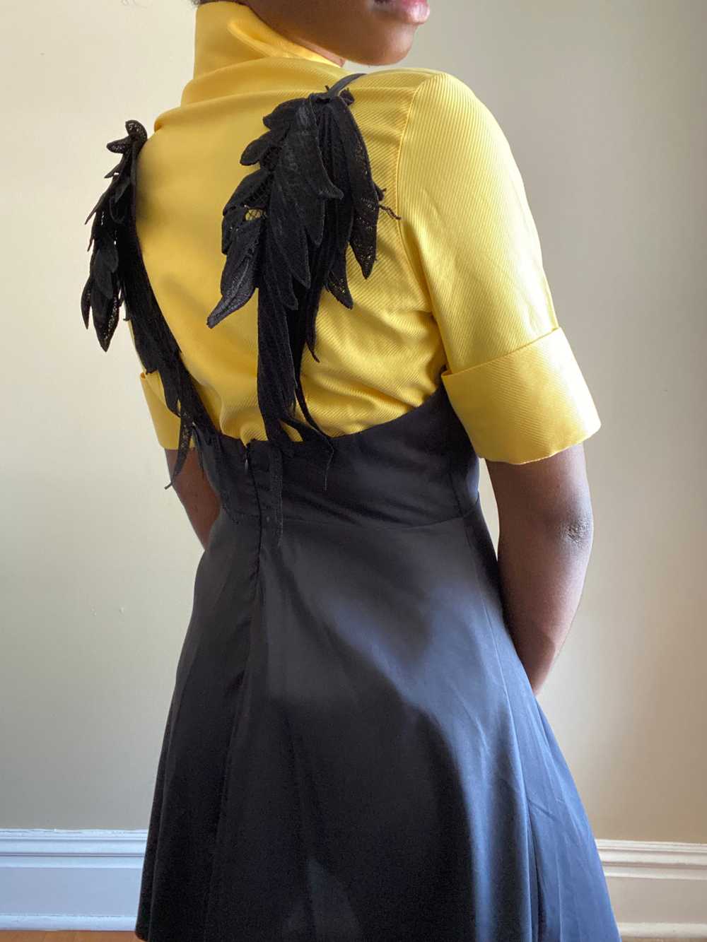 Black Feather Straps Mini Dress - image 2