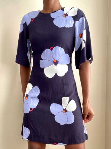 Floral Midnight Navy Blue Dress