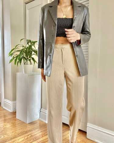 Vintage Brown Pinstripe Pants Tailored Pants(M) - image 1