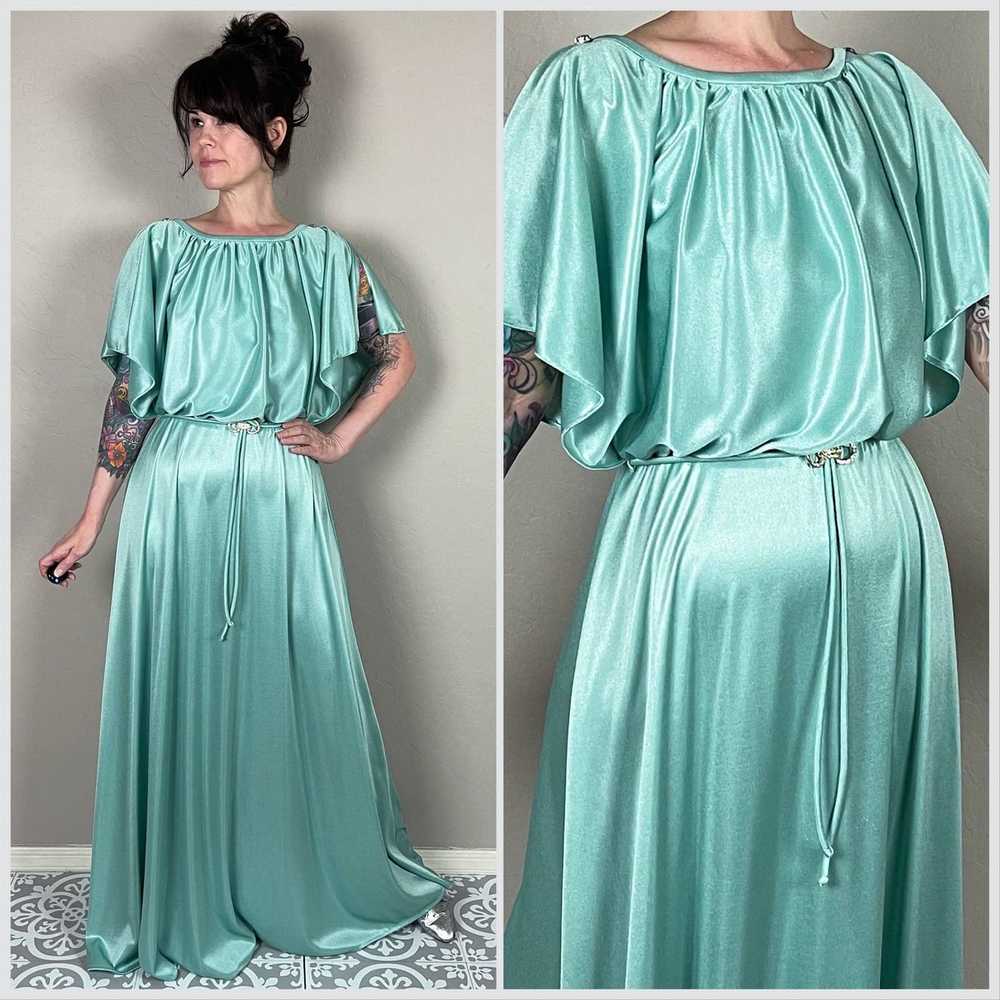 Vintage Vintage 1970s Mint Green Maxi Dress - image 1