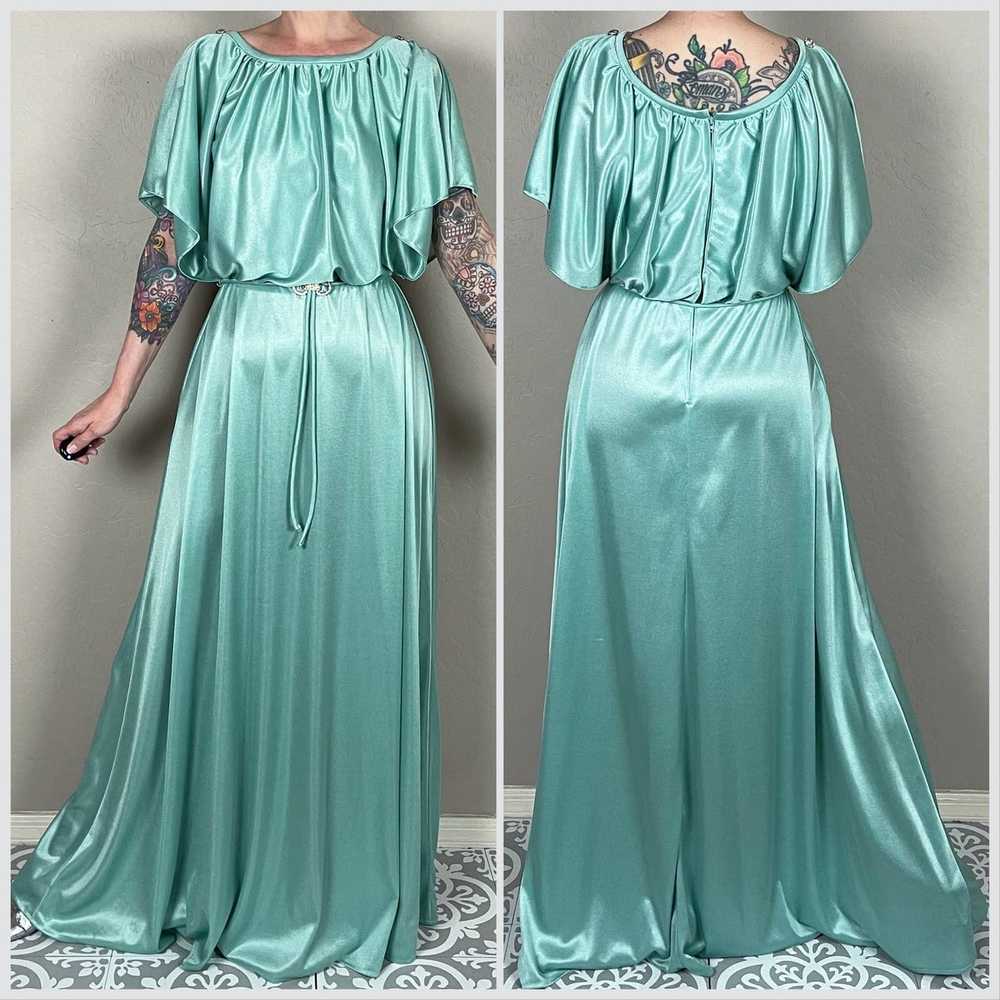 Vintage Vintage 1970s Mint Green Maxi Dress - image 3