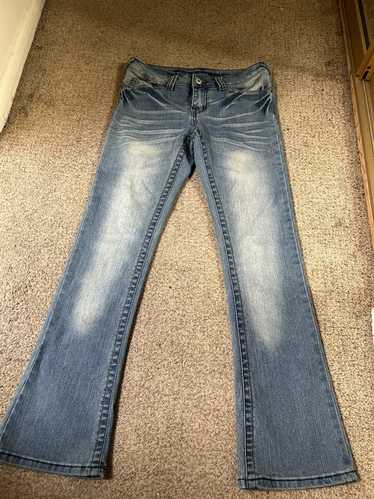 Vintage blue asphalt low rise straight jeans