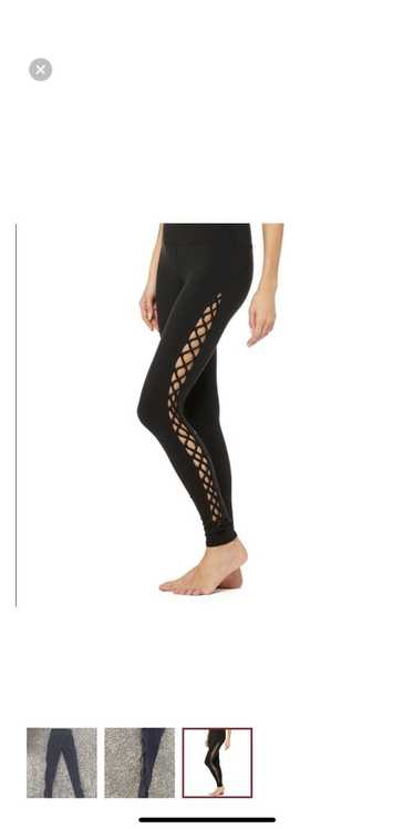 ALO Yoga High Line Lace Up Leggings High Rise Cut Out Caged Black Women's XS