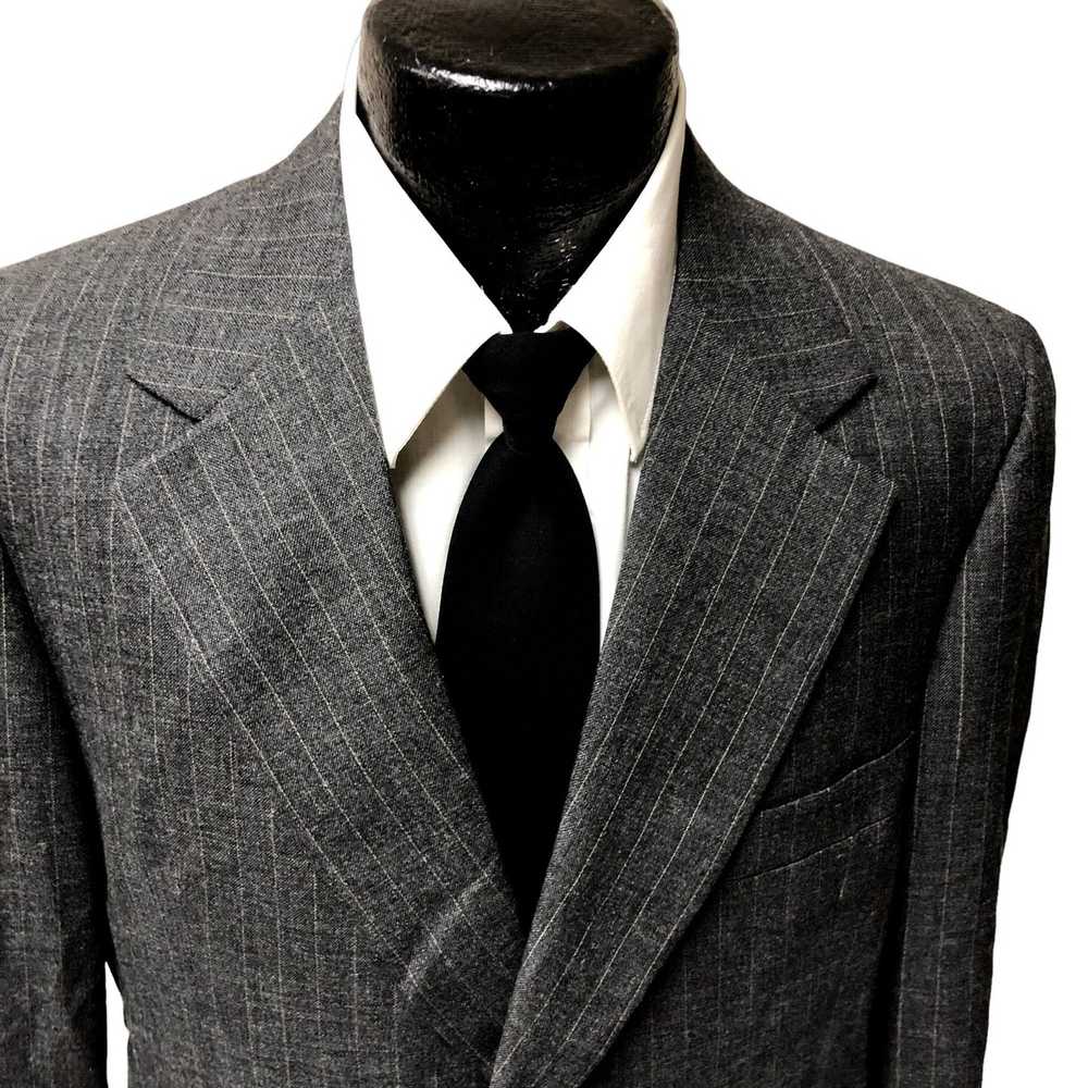 Unkwn 2 pc 70's PBM Charcoal CHALK STRIPE Banker … - image 2