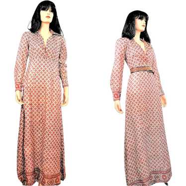 RARE Authentic 1967 Silk Batik India Hippie Dress 