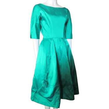 SALE 1960 Era Bouffant Cocktail Dress Emerald Gre… - image 1