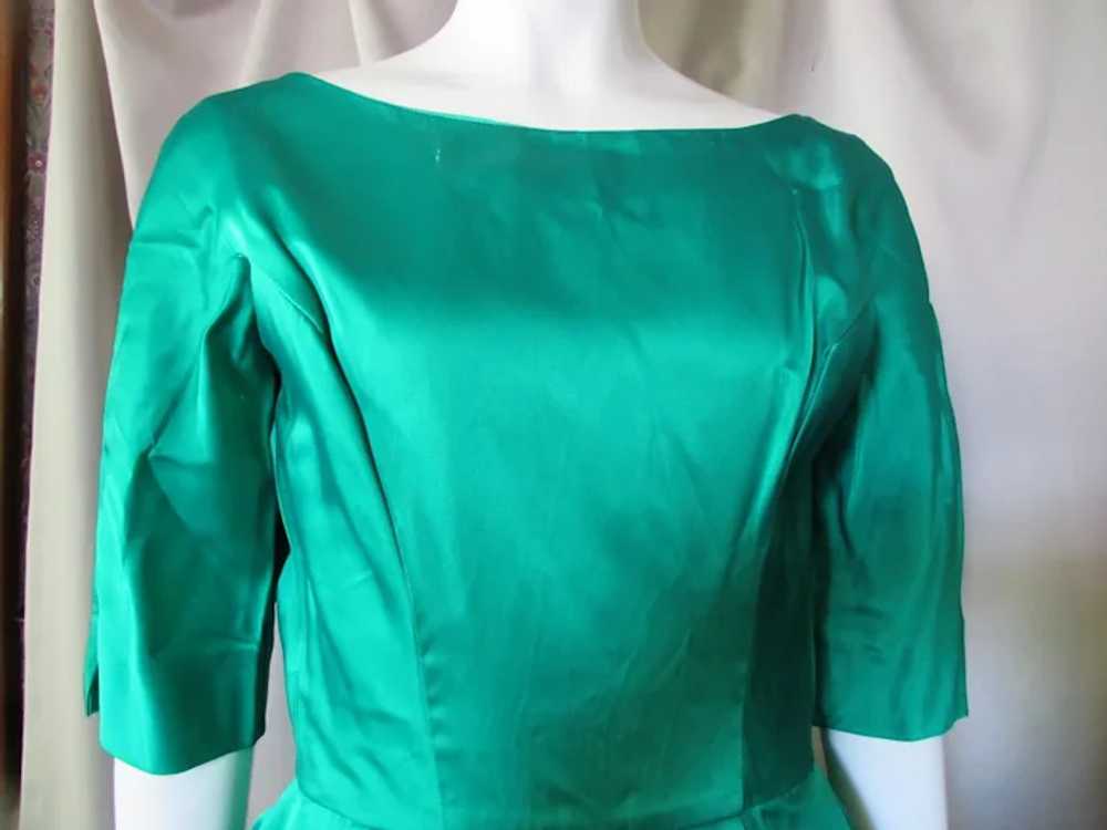 SALE 1960 Era Bouffant Cocktail Dress Emerald Gre… - image 7