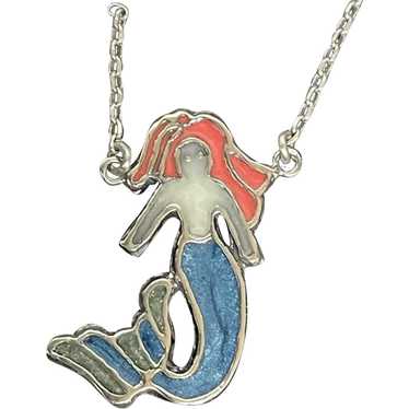 Mermaid .925 Silver Enamel Necklace