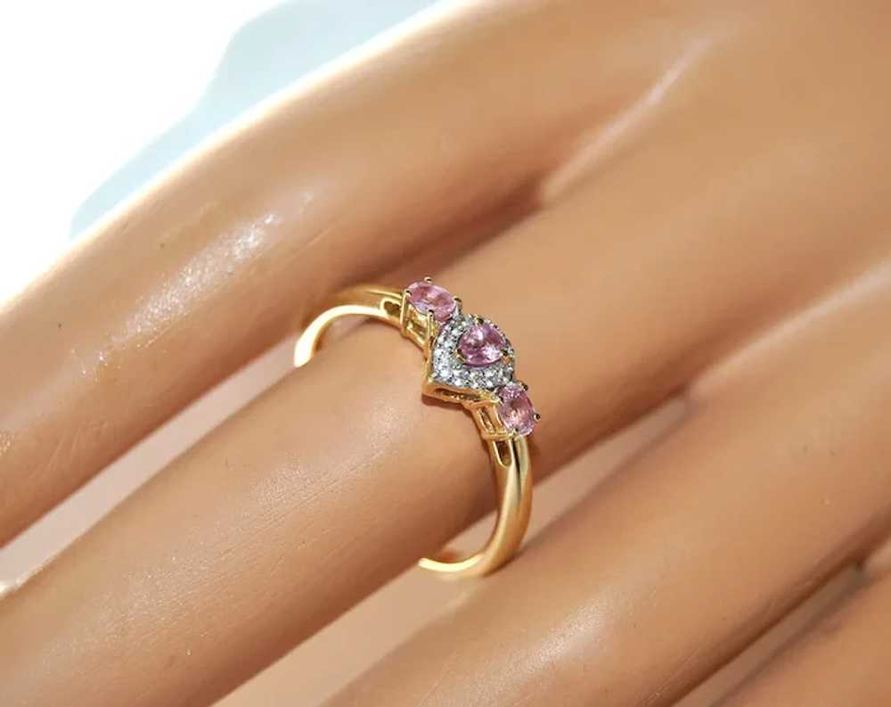 Natural Padparadscha Sapphire Gold Ring with Diam… - image 7