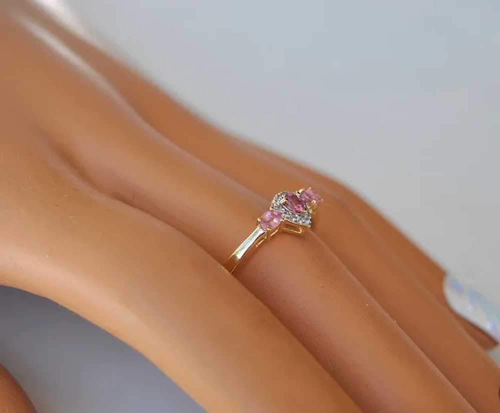 Natural Padparadscha Sapphire Gold Ring with Diam… - image 8