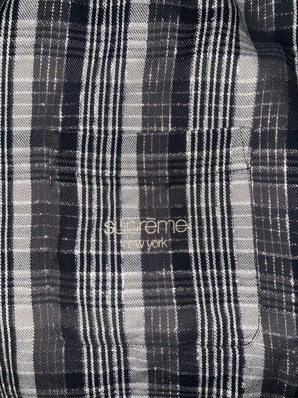 Supreme Black and Chrome Silver Plaid Button Up - image 2