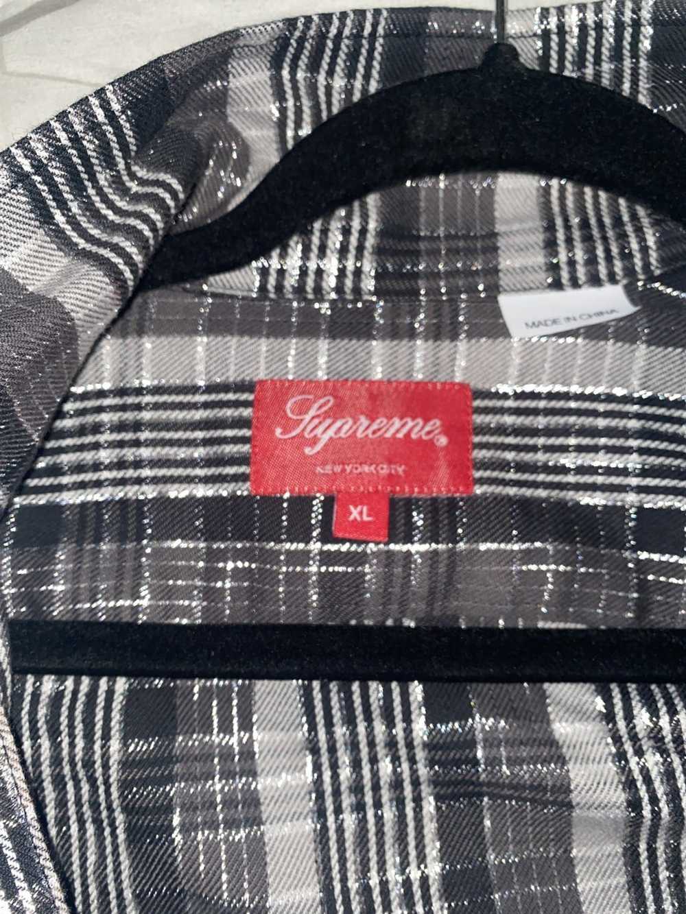 Supreme Black and Chrome Silver Plaid Button Up - image 3