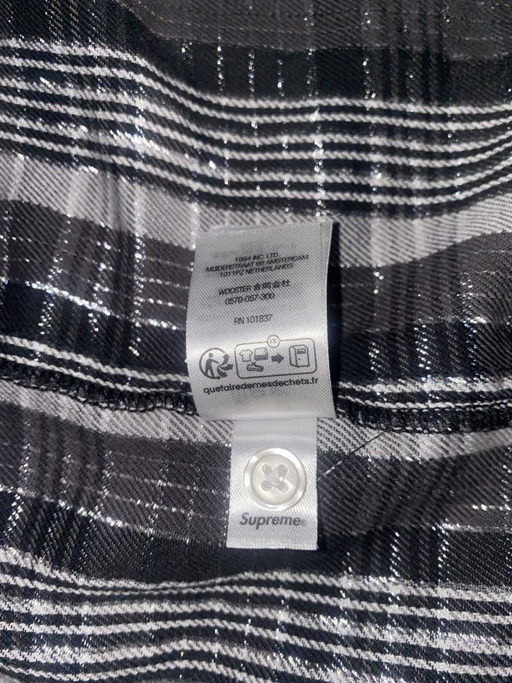 Supreme Black and Chrome Silver Plaid Button Up - image 4