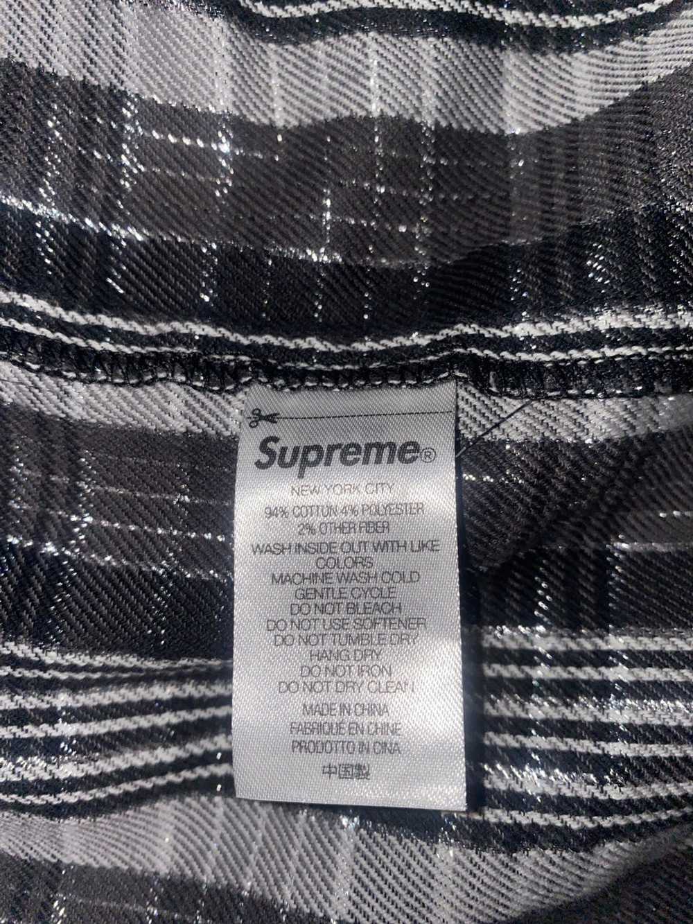 Supreme Black and Chrome Silver Plaid Button Up - image 5